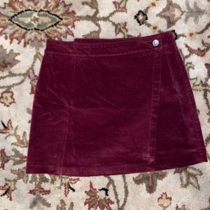 American Eagle Outfitters Velvet Maroon Wrap Skirt